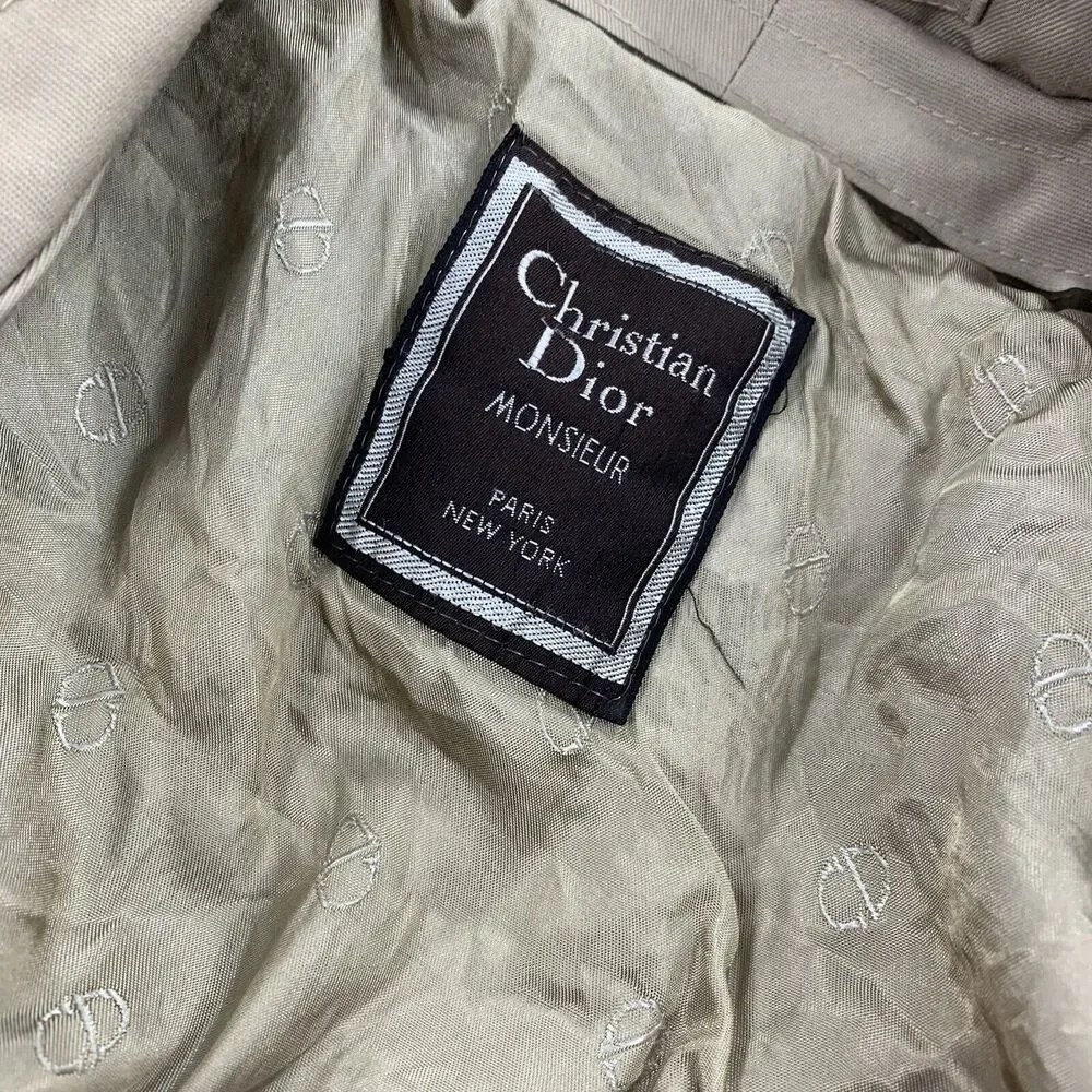 Vintage Christian Dior Monsieur Removable Wool Lining Trench Coat 38R Mens Beige - Picture 3 of 13